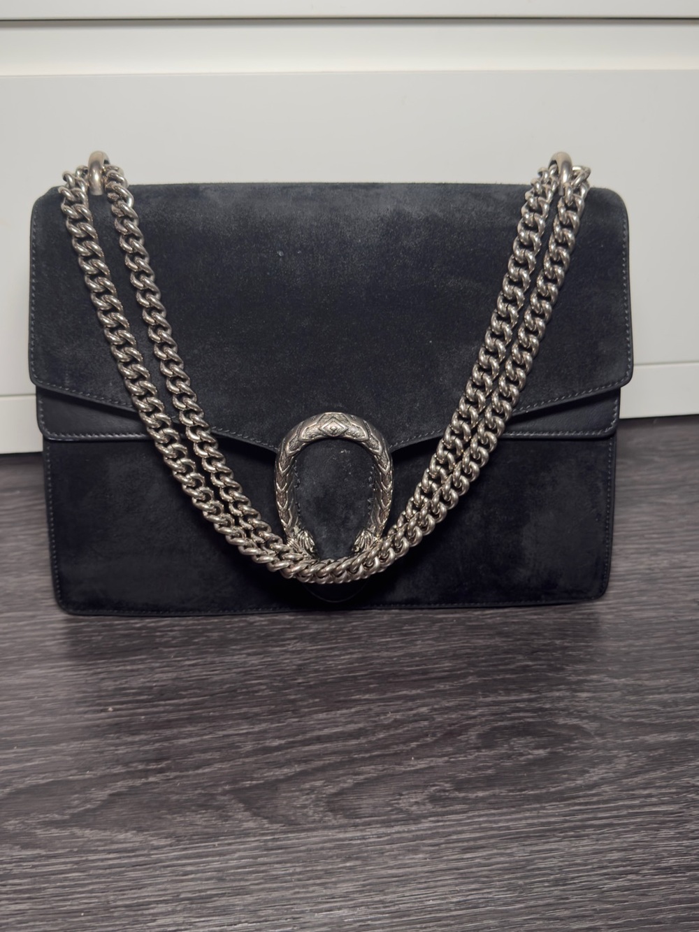 Suede Medium Dionysus Shoulder Bag Black